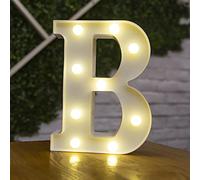 Tiardey - Luces de Letras con Forma de símbolo LED, lámparas de Mesa de plástico con Forma de Alfabeto,Fiesta de Cumplea?os, Boda, Todos los días, decoración para Colgar en la Pared del hogar-B