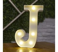 Tiardey Luces de Letras con Forma de símbolo LED, lámparas de Mesa de plástico con Forma de Alfabeto,Fiesta de Cumplea?os, Boda, Todos los días, decoración para Colgar en la Pared del hogar-J
