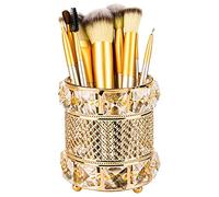 Tiardey Organizadores de Soporte de Cepillo de Maquillaje de Cristal reticulado para tocador, cepillos de cosméticos Hechos a Mano, Almacenamiento de Tazas (Dorado)