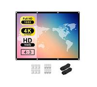 Tiardey Pantalla de proyector HD 4: 3 de 60 Pulgadas para Interiores, Exteriores, portátil, Pantalla Plegable,películas para Cine en casa, Compatible con proyección de Doble Cara, Cortina Suave