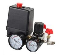 Tiardey Presostato Válvula de Control del compresor de Aire 90-120PSI+Regulador de presión,Compresor de Aire Válvula de Salida Cuadrada de Cuatro Orificios Válvula de Seguridad de 2 Puntos