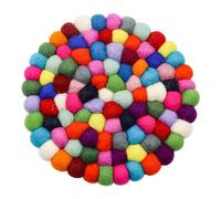 Tiardey Salvamanteles Redondo de Lana Colorido Estilo Nepal, Resistente al Calor, Mate para ollas y sartenes, Evita Quemaduras en la Cocina (20 cm)