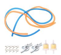 Tiardey Universal 2PCS Válvula de tanque de combustible Grifo de combustible,interruptor Grifo de combustible Filtro de gasolina con hebilla combustible de motor de gas generador - Naranja y azul