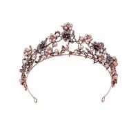 Tiarsa de princesa de aleación portátil con adornos de cristal delicado con flores y hojas para celebraciones, tiaras de novia, talla única, como se describe, como se describe