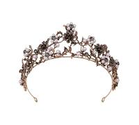 Tiarsa de princesa de aleación portátil con adornos de cristal delicado con flores y hojas para celebraciones, tiaras de novia, talla única, como se describe, como se describe