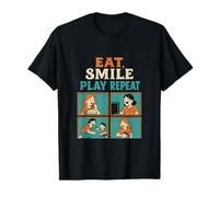 Tías Rutina Diaria Comic Comer Sonrisa Jugar Repetir Camiseta