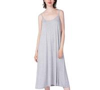 Tiasdnhod Pijama de verano para mujer, talla grande, algodón elástico, refrescante, transpirable, cómodo, holgado, vestido halter, camisones, gris, 6XL