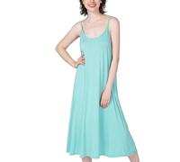 Tiasdnhod Pijama de verano para mujer, talla grande, algodón elástico, refrescante, transpirable, cómodo, holgado, vestido halter, camisones, azul, 3XL