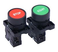 Tiass/AC 660V 10A Momentary Start/Stop Red Green Sign NO NC Push Button Switch (Warranty 1 Years) HB2-Start/Stop