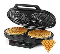 Tiastar - Plancha para Waffle, Tiastar Gofrera Corazon Doble, Gofrera Mini 1200W, Gofreras Eléctricas Antiadherente Hace 10 Gofres Clásicos en Forma de Corazón, Control de Temperatura, Negro
