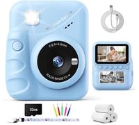 TIATUA Camara Fotos Infantil instantanea, 3,0'' HD 48 MP Cámara Instantánea para Niños con Tarjeta de 32 GB y 3 Rollos de Papel, Regalo para Niños y Niñas de 3 a 12 Años (Azul)