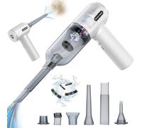 Tiazhan Aspirador de Mano, 9000 PA Aire Comprimido Limpieza PC, Mini Aspirador Coche Potente Portátil Recargable, para Pelo de Mascotas, Coche, Hogar, Oficina