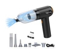 Tiazhan Aspirador de Mano, Potencia de Succión de 15000 Pa/Aspiradora de Mano 4 en 1, Ideal para Coches y Hogares, Pantalla LED, Carga USB, Ideal para Coches, Casas y la Limpieza de Pelos de Mascotas