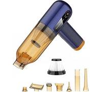 Tiazhan Aspiradora De Mano, 80W,15000pa Recargable Aspirador Coche Sin Cable,Ligero Mini Aspirador con Cepillo De Soplado Y Boquilla De Soplado, Aspirador De Mano para El Coche, Casa, Oficina