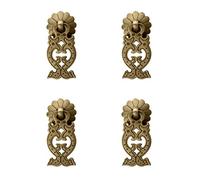 Tiazza 4 tiradores de latón estilo chino, estilo vintage, para muebles, ventanas, armarios, puertas y armarios de vino, mango pequeño (forma de pez)