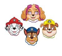 TIB Heyne 4 máscaras de la Patrulla Canina, como disfraz para fiestas temáticas y cumpleaños infantiles, con agujeros de mirilla y cinta de goma, para decoración de cumpleaños