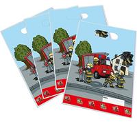 TIB Heyne 8 bolsas de fiesta * Bomberos * para fiestas temáticas y cumpleaños infantiles | 17 x 23 cm, de papel, juego de fiesta de cumpleaños para niños