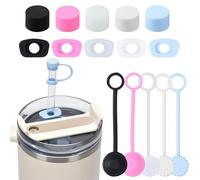 Tibapla 15 Piezas Fundas de Silicona para Pajitas, Juego Tapón a Prueba de Derrames per Stanley Cup H2.0 40oz/30oz, Tapón de Silicona a Prueba de Fugas, Stanley Cup Accesorios