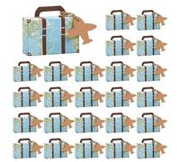 Tibapla Mini Maleta Caja de Regalos 8.3 * 5.5 * 3 cm Caja de Regalo de Dulces de Cartón 50 Pcs Caja de Dulces Vintage Papel Kraft con Etiquetas y Hilo de Arpillera para Bodas Viajes Temática Invitado