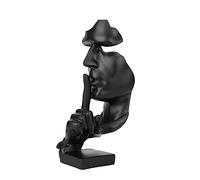 Tibeoyad - Estatua decorativa, silencio es de oro, estatua de oficina, para estantería, decoración de mesa, arte abstracto, estatua, ornamento, escultura de resina negra