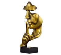 Tibeoyad Estatua El Silencio es Dorado, Decoración de Mesa de Estantería de Oficina Estatua de Arte Abstracto Ornamento de Casa Escultura Creativa de Resina (Dorado)