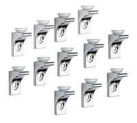 Tiberham Soporte para Estante de Cristal - 12 Pcs Aleación de Zinc Cromo Pulido Ángulo Recto Con Base de Ventosa - Fijación de Pared y Esquina para Tablero