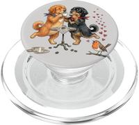 Tíbet mastín Perros Bailando alegremente con Taza de café por la mañana PopSockets PopGrip para MagSafe