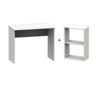 Tibet Mesa de escritorio y estantería (2 pzs., Blanco)