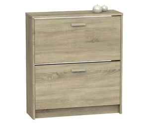 Tibet Zapatero (L x An x Al: 25 x 74 x 82 cm, Roble, Número de compartimentos: 2 ud.)
