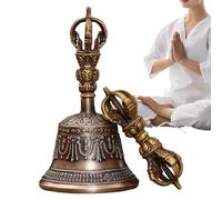 Tibetan Bells, Handmade Bell and Bajra Set, Budist Altar Dorje Vajra Handbell for Meditation, Temple, Wedding, Kitchen, Holiday Decoration, Small, Medium, Large, 1 pieza