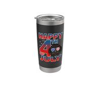 Tibetan Mastiff Dog American Flag Sunglasses Happy 4th July Vaso térmico de acero inoxidable de doble pared