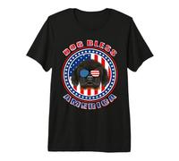 Tibetan Mastiff Dog Bless America Flag Patriotic 4th of July Camiseta Premium