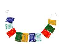 Tibetan Prayer Flags 36 cm | Set of 10 Mini Wind Horse Flags 5.5x3.5cm | 5 Element Colors Handmade Fabric for Backpack & Home Decor, Spiritual Birthday Gift, New
