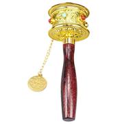 Tibetan Prayer Wheel - Gold Wood 15cm, Meditation Spinner, Lightweight