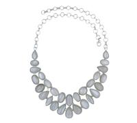 Tibetan Silver Collar Choker Mujer de Latón Plateado con Piedra Luna Blanca Hecho a Mano Diseño Artesanal Escultural Ajustable y Sofisticado