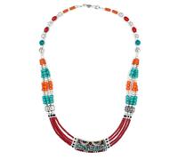 Tibetan Silver Collar de Cuentas Expresivo Joyería Artesanal para Mujer Estilo Boho Étnico