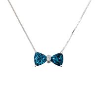 Tibetan Silver Joya Artesanal Mujer Collar Plata de Ley 925 con Colgante de Lazo de Topacio Azul Londres Diseño Elegante con Circonitas Ajustable 40-45 cm Hecho a Mano