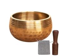 Tibetan Singing Bowl, Hand-Hammered Meditation Prop, 1.57x0.98 inches, Brass Sound Bowl with Wooden Stick, Mindfulness Spiritual Yoga Accessory for Focus, Healing, Energy, Stress Relief