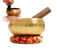 Tibetan Singing Bowl, Handmade Sound Bowl for Meditation, Brass and Wooden, Includes Wooden Mallet and Cushion, Ideal para Yoga, Chakra Healing, Mindfulness Practice, and Stress, 8,5 cm y 9,5 cm