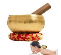 Tibetan Singing Bowl, Handmade Sound Bowl for Meditation, Brass and Wooden, Includes Wooden Mallet and Cushion, Ideal for Yoga, Chakra Healing, Mindfulness Practice, and Stress, 8.5cm and 9.5cm