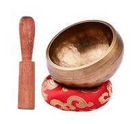 Tibetano Canto Tazón Conjunto de Meditación Curación ygá Relajación de Metal Hecho a Mano Tazón y Cojín Suave y Delantero de Madera Mini Tamaño (Cachón y delantero de 3 pulgadas