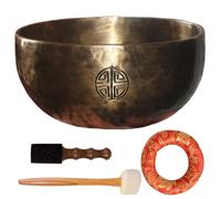 Tibetano tazón de tazón de canto tibetano de cobre redondo cuenco de canto con mazo y cojín para meditación Mindfulness Chakra de yoga