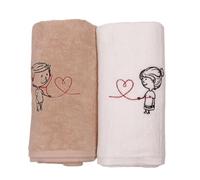 Tibex Set de regalo "Él y ella" 50 x 70, juego de toallas de algodón, toalla de baño, toalla de polvo, toallas de invitados, San Valentín, aniversario