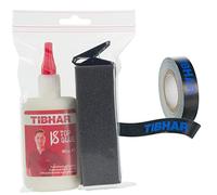 Tibhar Pegamento para bordes de tenis de mesa y tenis de mesa, set de pegamento superior VS Top Glue, 90 ml y cinta para bordes, 5 m, 12 mm, color negro