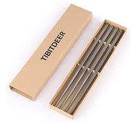 Tibitdeer Palillos Reutilizables de Titanio, 2 Pares, Ultraligeros, Profesionales de 9 1/2 Pulgadas, Aptos para Lavavajillas, Satinado Cepillado