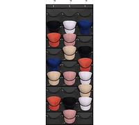 Tiblue Estante para gorras de béisbol, organizador de 27 bolsillos, para colgar sobre la puerta, armario de pared con gran transparente y 3 ganchos para deportes