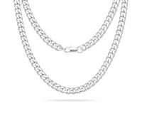 Tibond Collar de cadena cubana de plata S925 de 45,7 a 66 cm, cadenas de 5/7/9 mm de grosor, estilo hip hop, joyería para hombre, niños, Navidad, cumpleaños, 18 Inch, Plata, No es una piedra preciosa