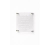 TIBRYN Letrero V2 - 25x19Cm - Cartel Horario Personalizable Grabado a Láser para Negocio Metacrilato Transparente - Placa Exterior e Interior - Texto Personalizado Tiendas, Oficinas y Restaurantes