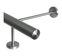 TIBU Apoyapiés de acero inoxidable V2A Ø 33,7 mm 30-590 cm, longitud= 290 cm 4 pares de soportes 10/25 cm Barra de barras Barra de mostrador