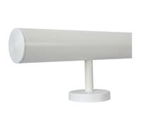 TIBU Pasamanos de acero inoxidable Ø42,4 cm, blanco, 30-600 cm, pasamanos de pared para escaleras, soporte de acero inoxidable, variante de longitud 110 cm con 2 soportes y tapa ligeramente curvada